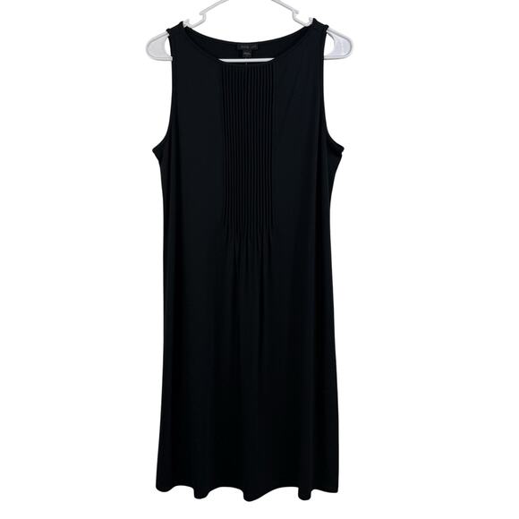 New J Jill Wearever Collection Black Knit Shift Dress Small Pintuck Pleating - Picture 1 of 13